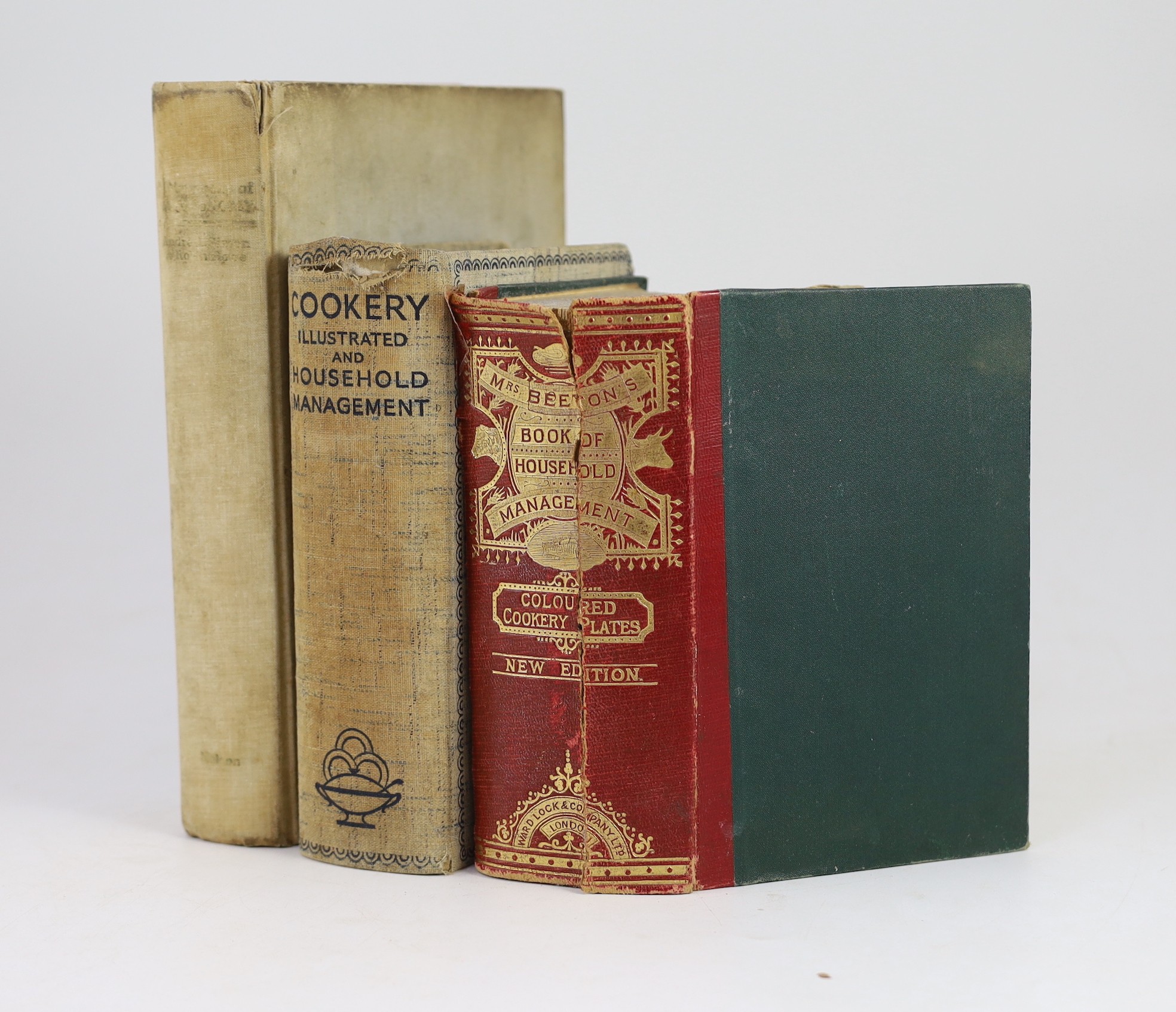 Beeton , Isabella Mary - The Book of Household Management, 8vo, with 13 coloured plates, 2 of them folding, (spine torn), London, 1888; Craig, Elizabeth (editor) - Cookery Illustrated and Household Management, 1936 and S